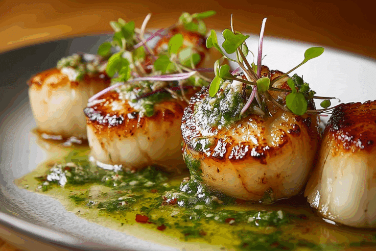 Sizzling Scallops with Zesty Lime Cilantro Sauce