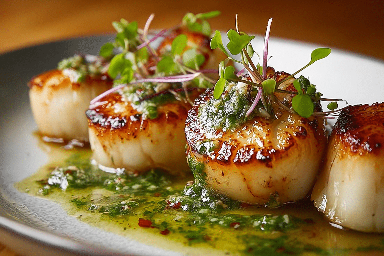 Sizzling Scallops with Zesty Lime Cilantro Sauce