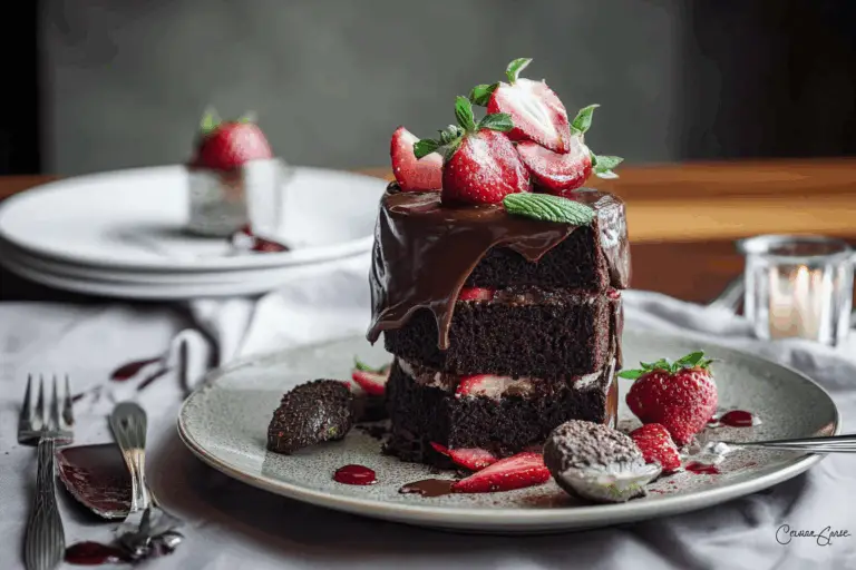 Decadent Chocolate Strawberry Cake