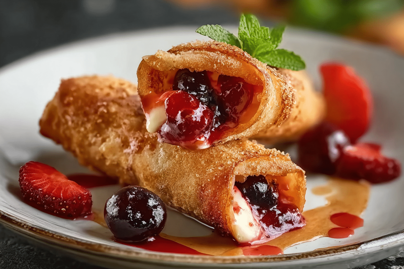 Crispy Cherry Cheesecake Egg Rolls