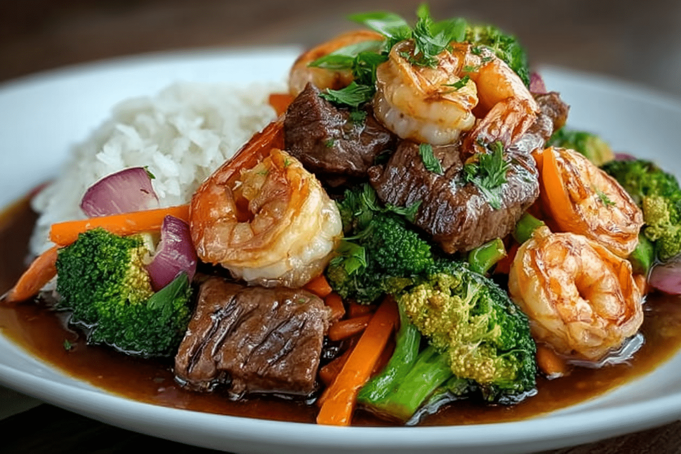 Sweet & Savory Hoisin Beef, Shrimp, and Veggies