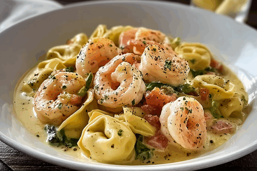 Shrimp Tortellini with Lemon Garlic Cream Sauce