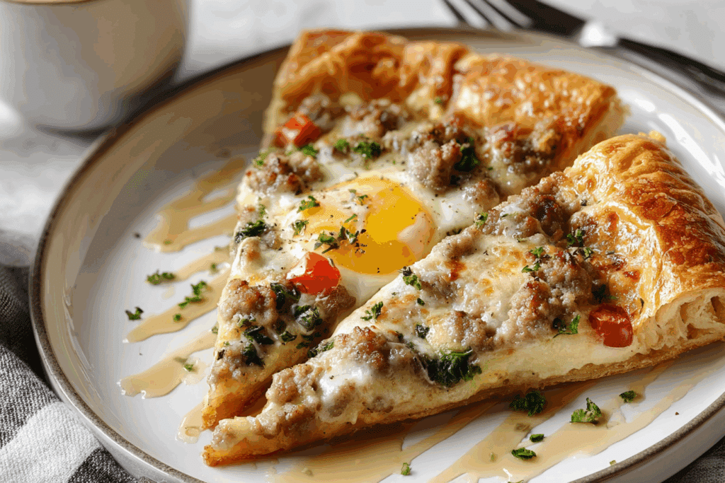 30 Minute Sausage Gravy Crescent Roll Breakfast Pizza Bliss