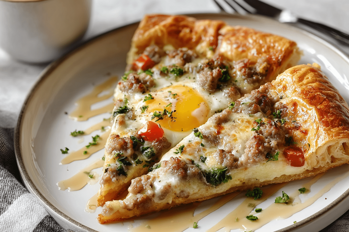 30 Minute Sausage Gravy Crescent Roll Breakfast Pizza Bliss