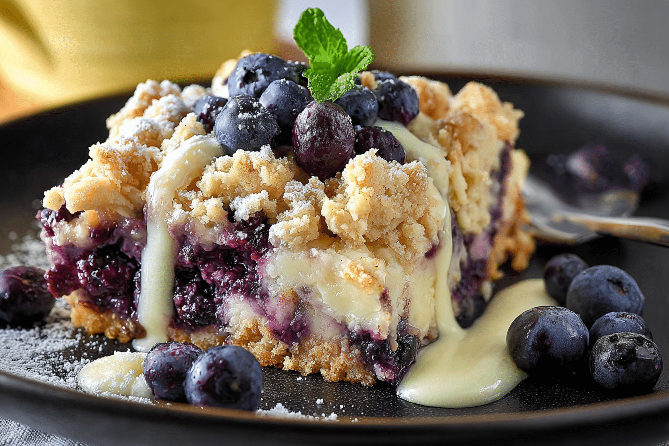 Blueberry Cream Cheese Crumble Dump Cake