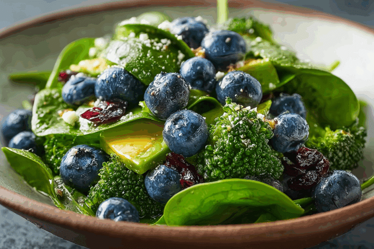 Blueberry Broccoli Spinach Salad