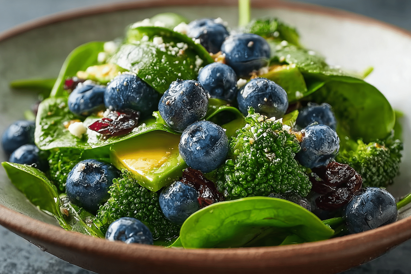 Blueberry Broccoli Spinach Salad