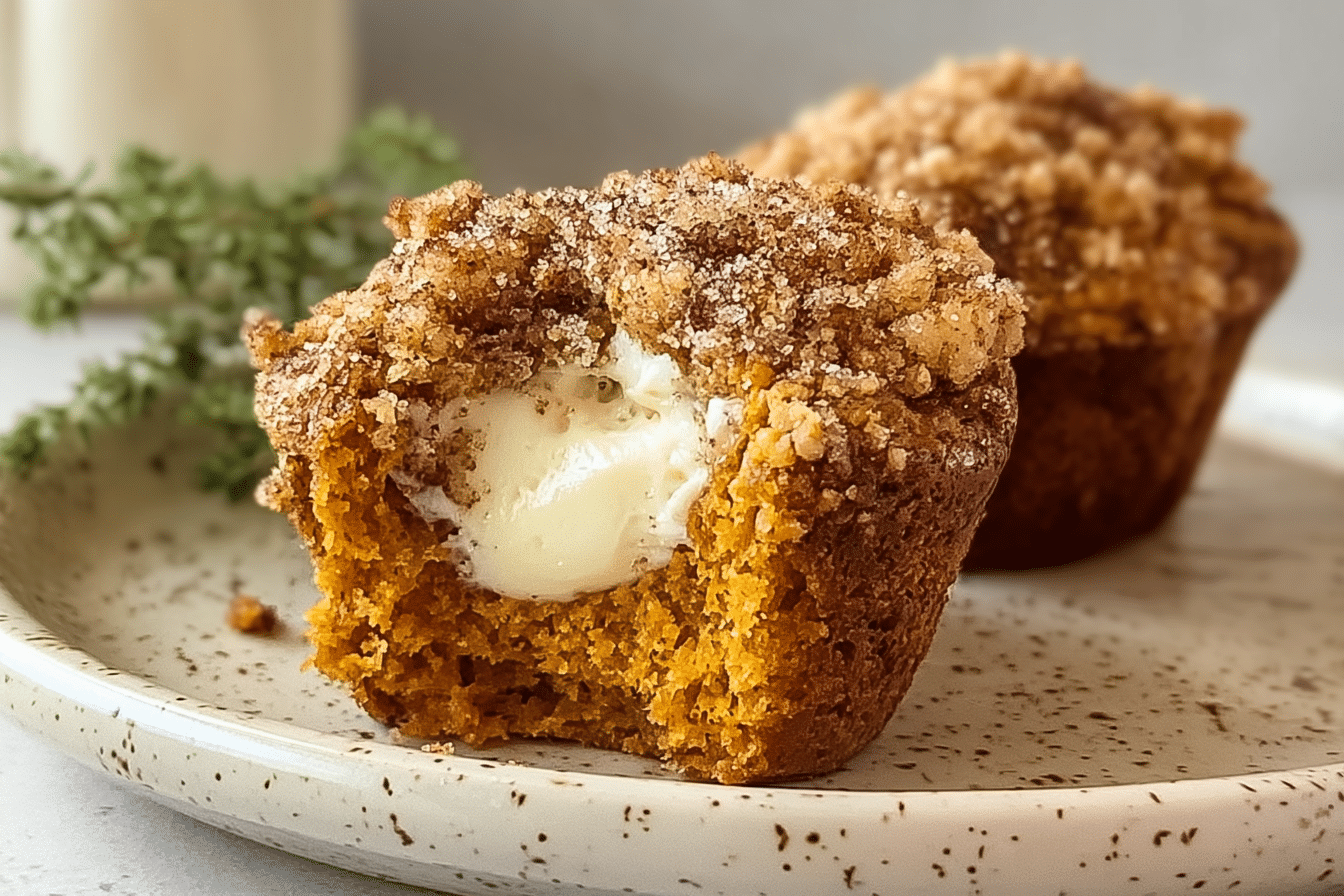 Pumpkin Streusel Muffins with Cream Cheese Filling