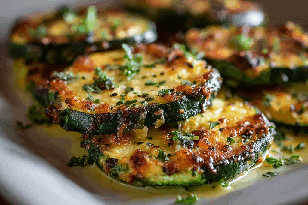 Cheesy Garlic Zucchini Steaks