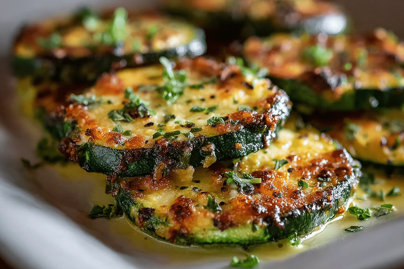 Cheesy Garlic Zucchini Steaks