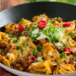 Cheesy Enchilada Beef Tortellini Skillet