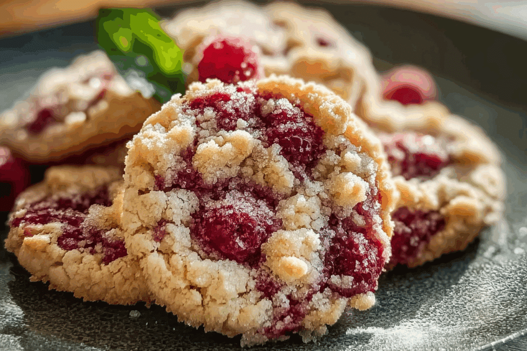 Buttery Raspberry Crumble Cookies