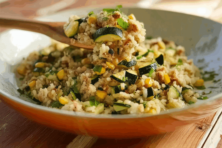 Zucchini Rice Casserole with Stuffing Mix