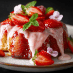 Strawberry Honeybun Cake with Strawberry Cream Icing