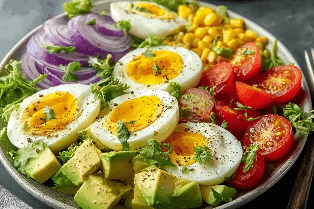 Boiled Egg & Avocado Veggie Salad Bowl