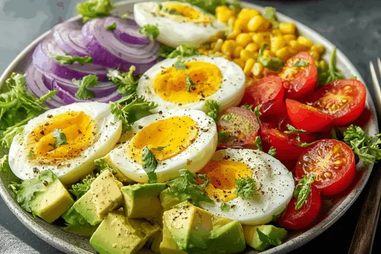 Boiled Egg & Avocado Veggie Salad Bowl