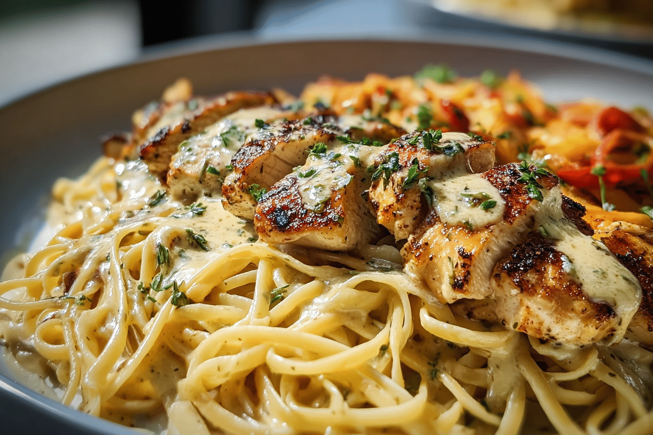 Creamy Cajun Chicken Linguine with Garlic Mozzarella Sauce