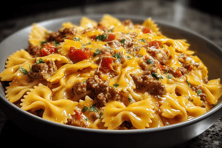 Velveeta Beef Pasta with Bowtie Noodles