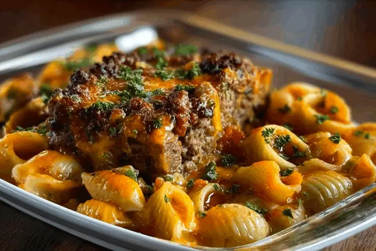 Meatloaf and Cheddar Shells Casserole
