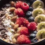Chocolate Smoothie Bowl with Fruit & Nut Toppings