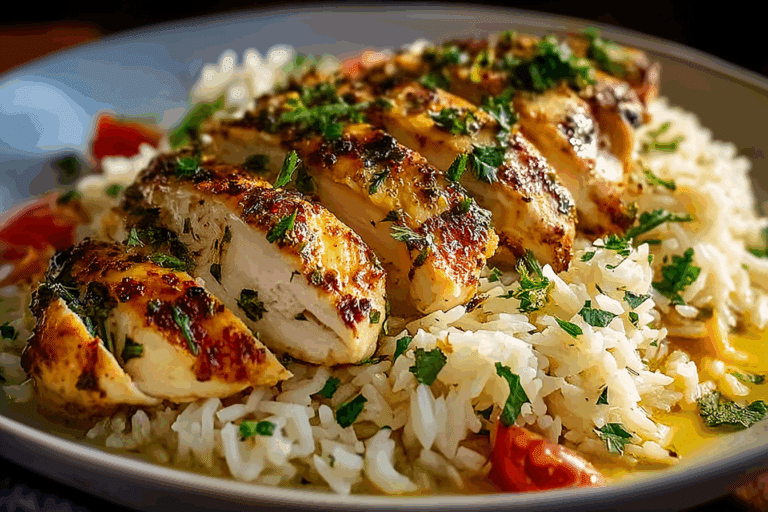 Chicken Scampi with Creamy Garlic Parmesan Rice