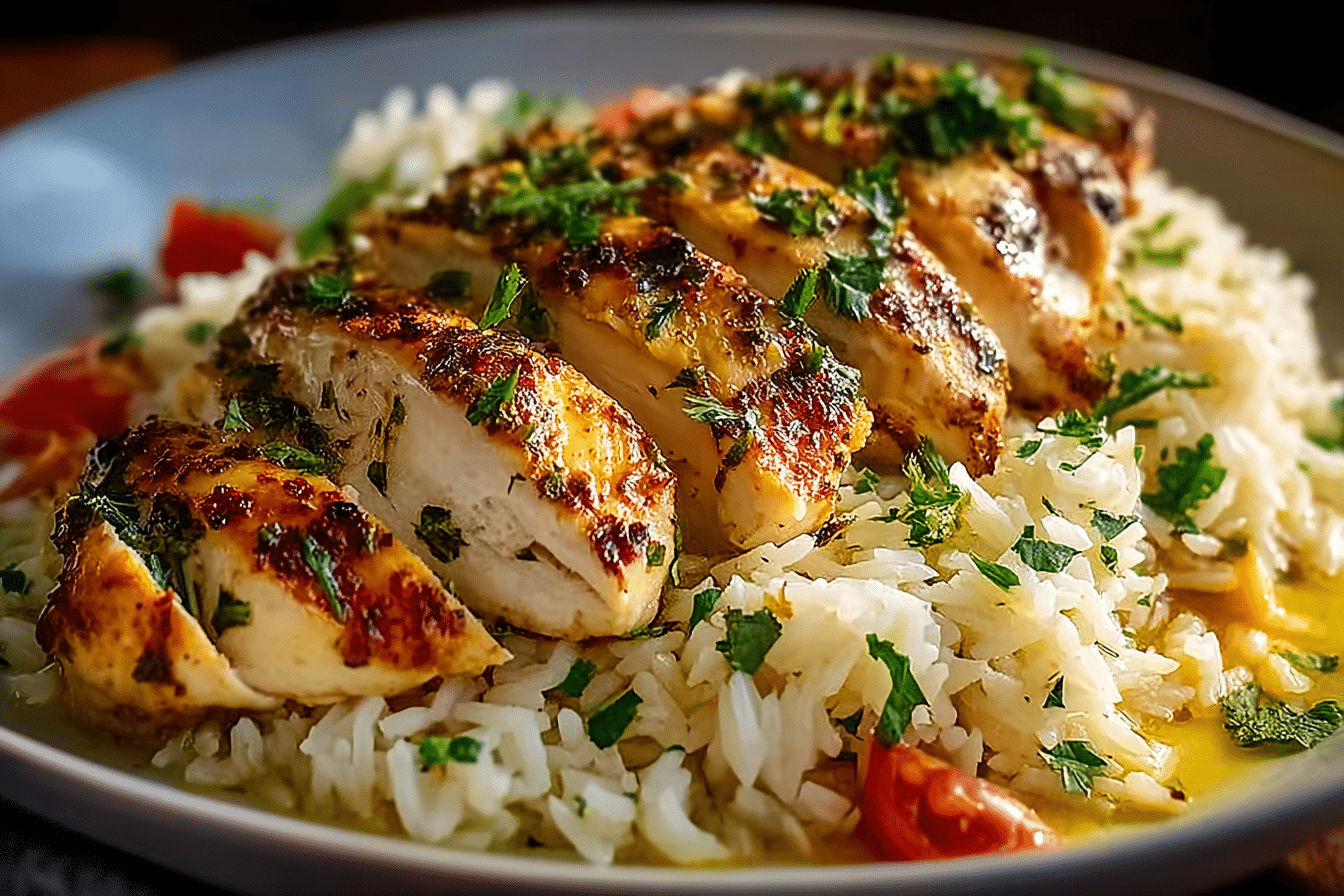Chicken Scampi with Creamy Garlic Parmesan Rice