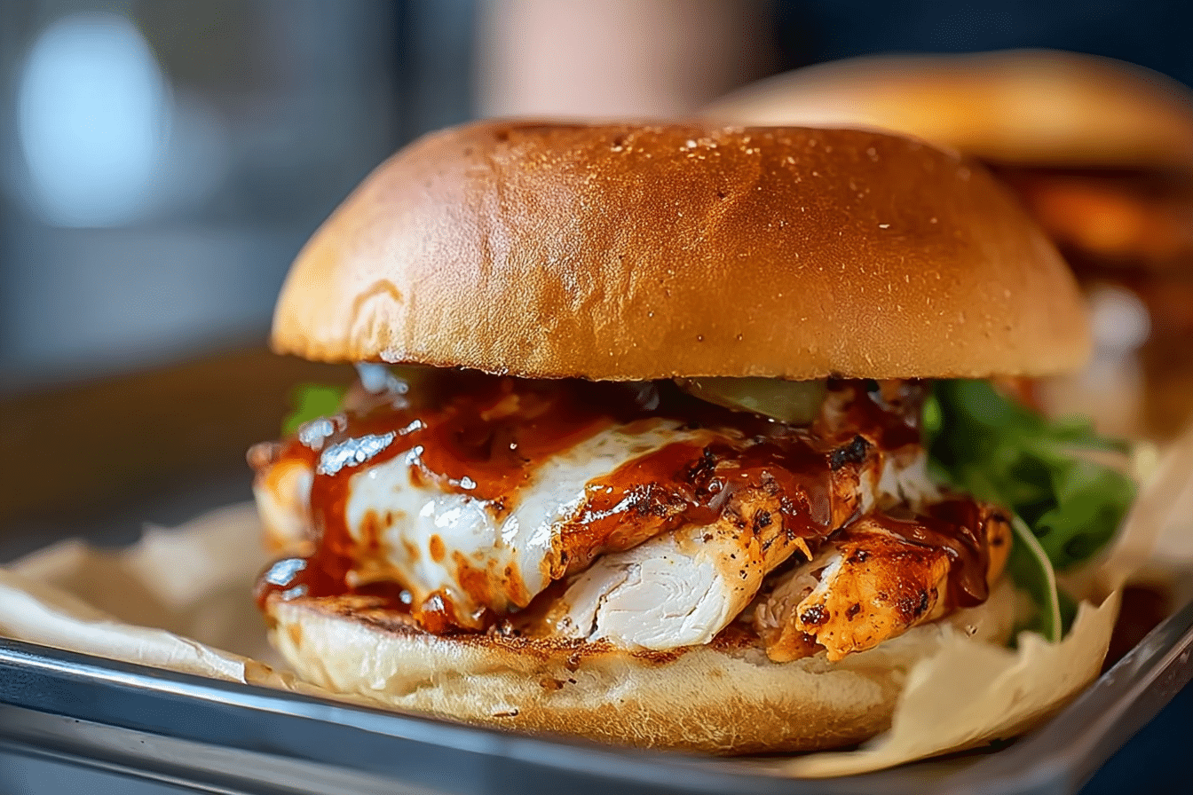 Grilled Mozzarella BBQ Chicken Sandwiches