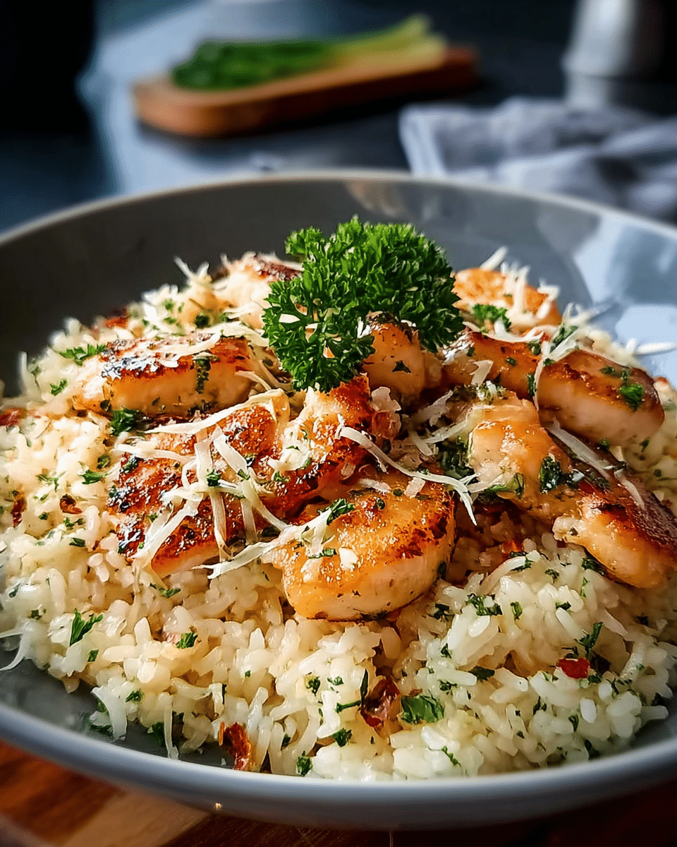 Scampi Gif Rice Chicken Scampi with Garlic Parmesan Rice - cookandairies