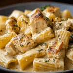 Creamy Velveeta Chicken Rigatoni with Mozzarella Garlic Sauce
