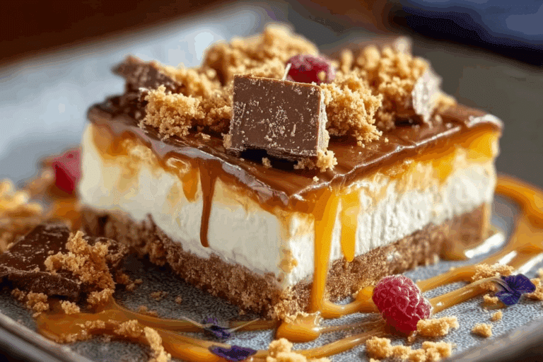 Butterfinger Caramel Cheesecake Bars