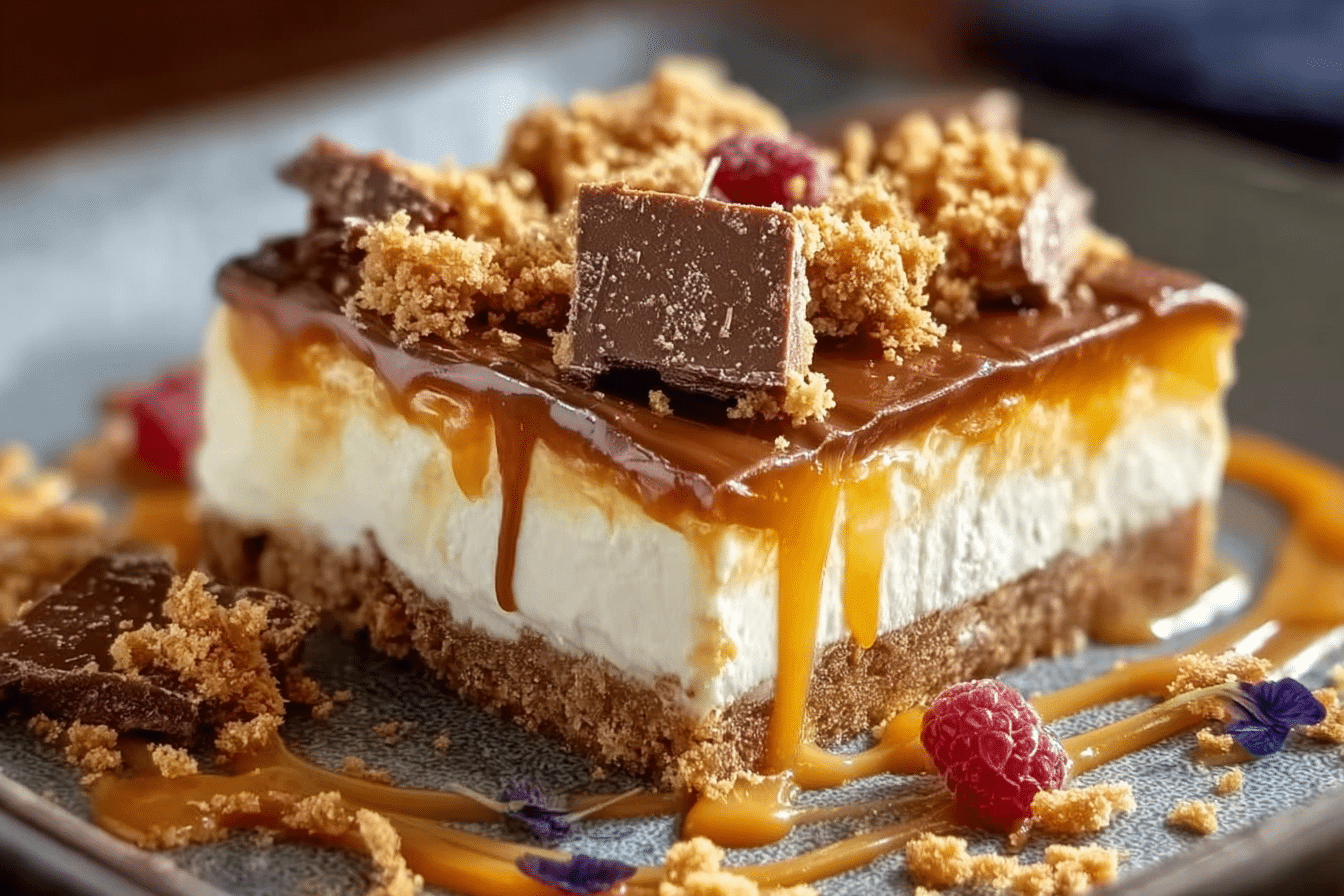 Butterfinger Caramel Cheesecake Bars