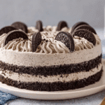 Zebra Cake with Cream Cheese Oreo Frosting