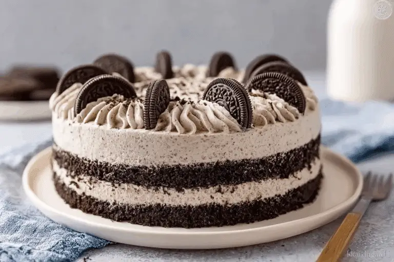 Zebra Cake with Cream Cheese Oreo Frosting