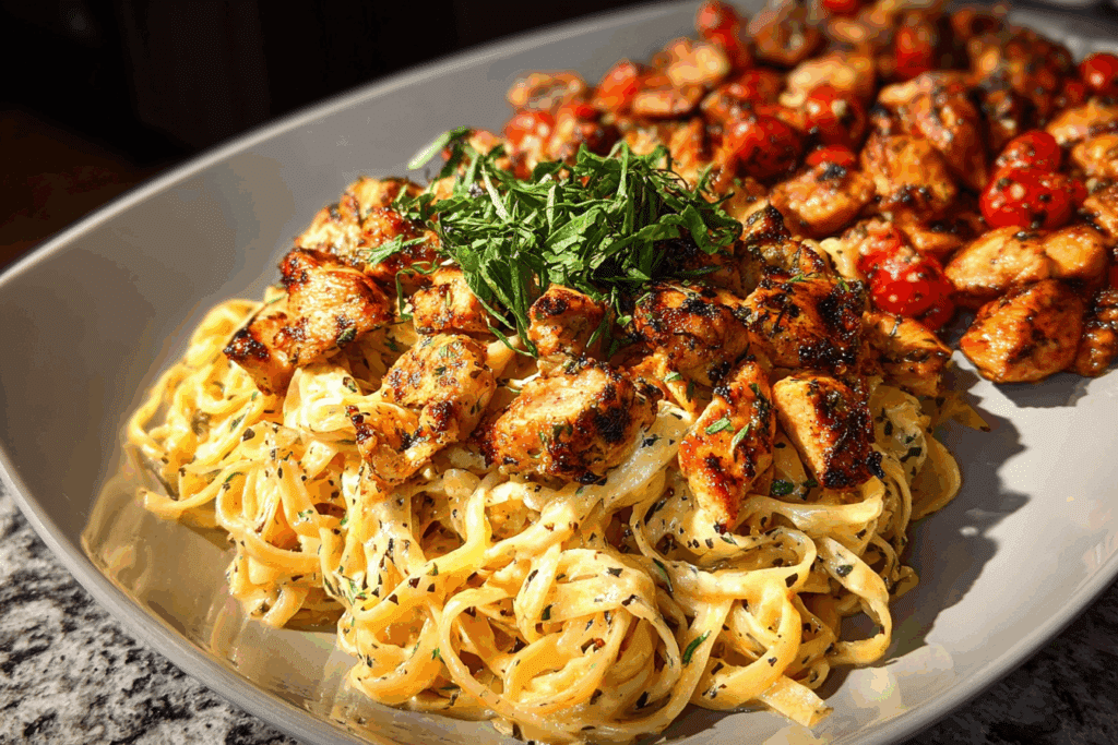Creamy Cajun Chicken Linguine with Garlic Mozzarella Sauce