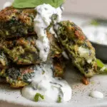 Spinach Fritters With Feta + Yogurt Dip