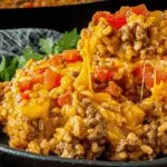 Cheesy Queso Ground Beef and Rice