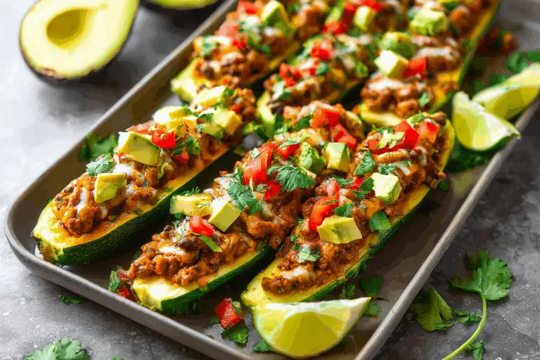 Simple Taco Stuffed Zucchini Boats