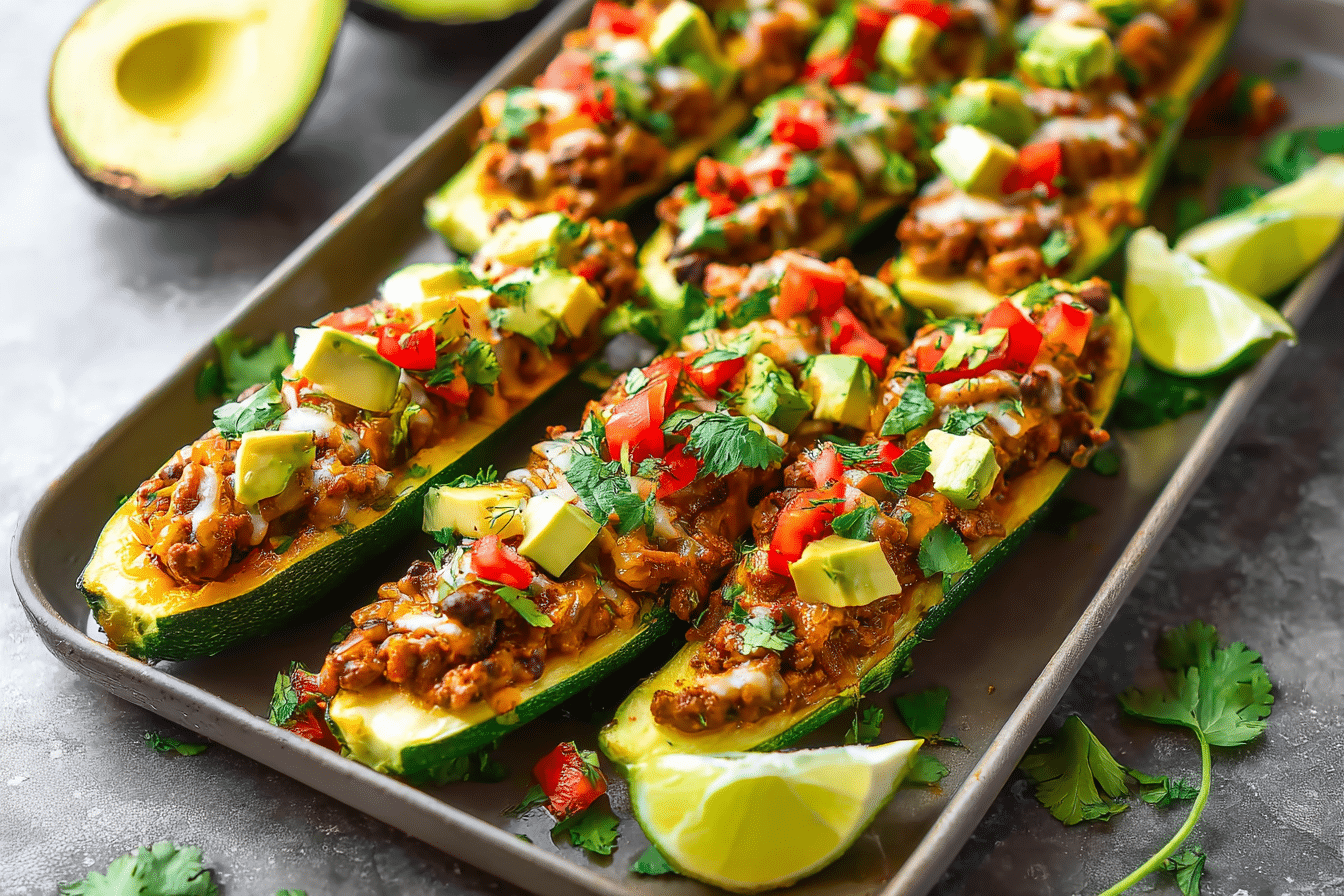 Simple Taco Stuffed Zucchini Boats
