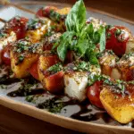 Peach Caprese Skewers with Basil & Balsamic