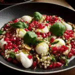 Mozzarella & Pomegranate Barley Salad with Basil-Lemon Dressing