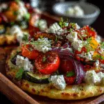Flatbread with Hummus, Feta & Roasted Vegetables