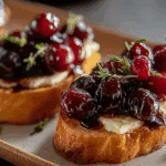 Balsamic Roasted Cranberry and Brie Crostini