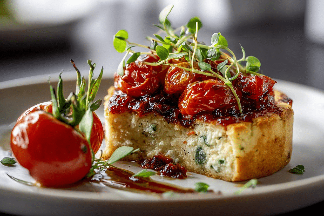 Savory Cheesecake with Roasted Tomato Jam & Parmesan Crust
