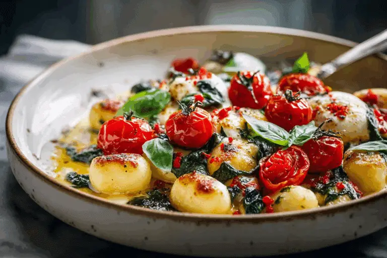 One-Pan Gnocchi with Cherry Tomatoes, Spinach & Mozzarella