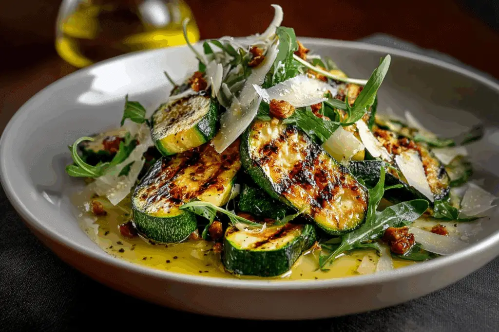 Grilled Zucchini Salad with Lemon Vinaigrette & Parmesan Shavings