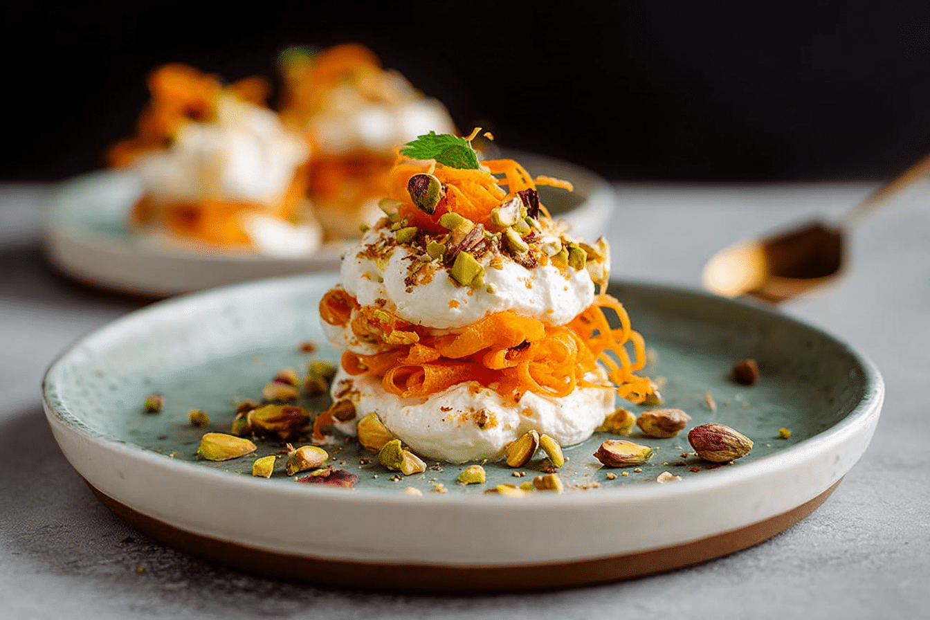 Carrot Cardamom Cream Clouds with Mascarpone Swirl
