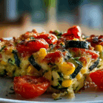 Cheesy Zucchini Corn Tomato Bake with Parmesan Crust