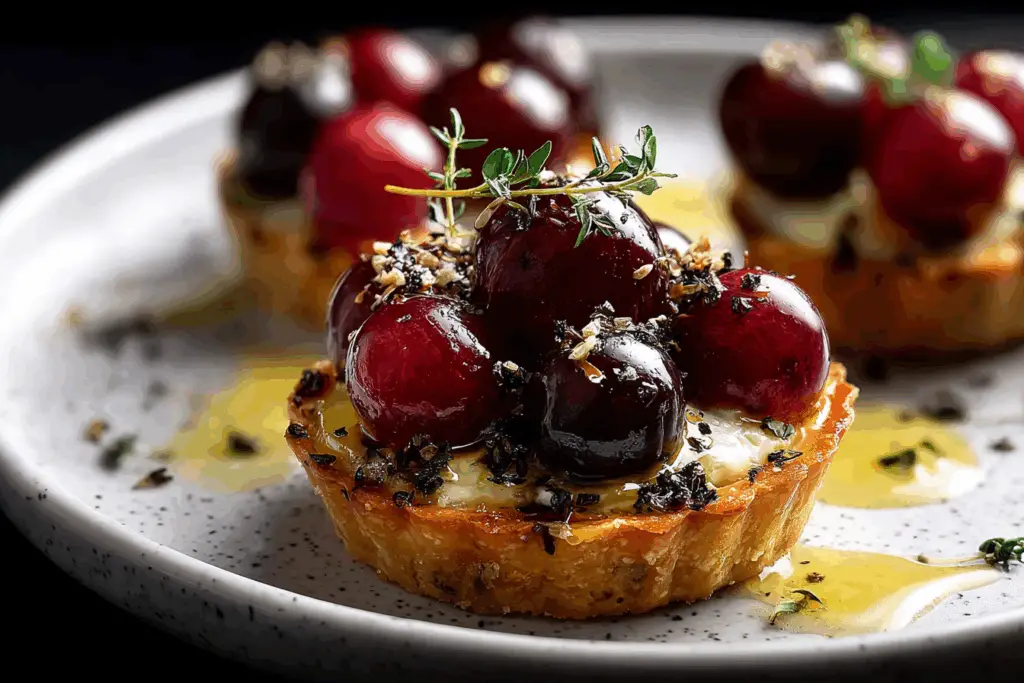 Roasted Grape & Thyme Tartlets with Goat Cheese Custard