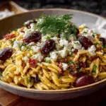Greek Lemon Orzo Pasta with Olives, Feta & Fresh Dill