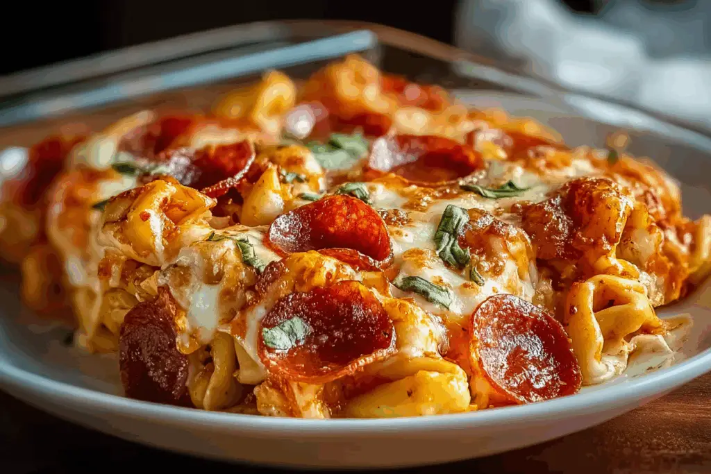 Cheese Tortellini Pepperoni Pizza Casserole